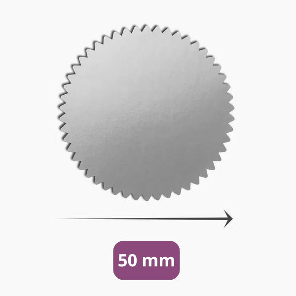 Enskild stickers med storleken utsatt.